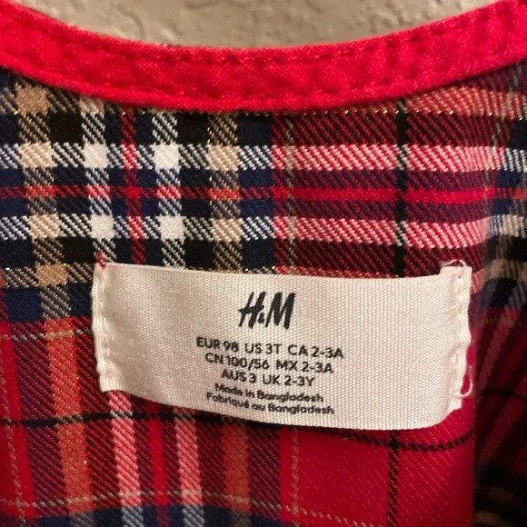H&M red plaid jumper (2T) - Picture 4 of 7
